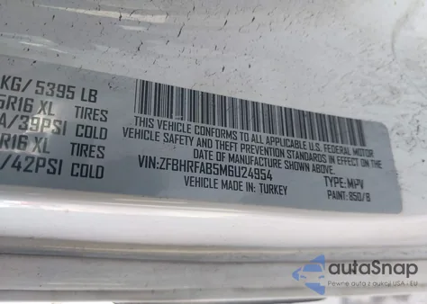 2021 Ram Promaster City Tradesman from USA, damaged, VIN ZFBHRFAB5M6U24954